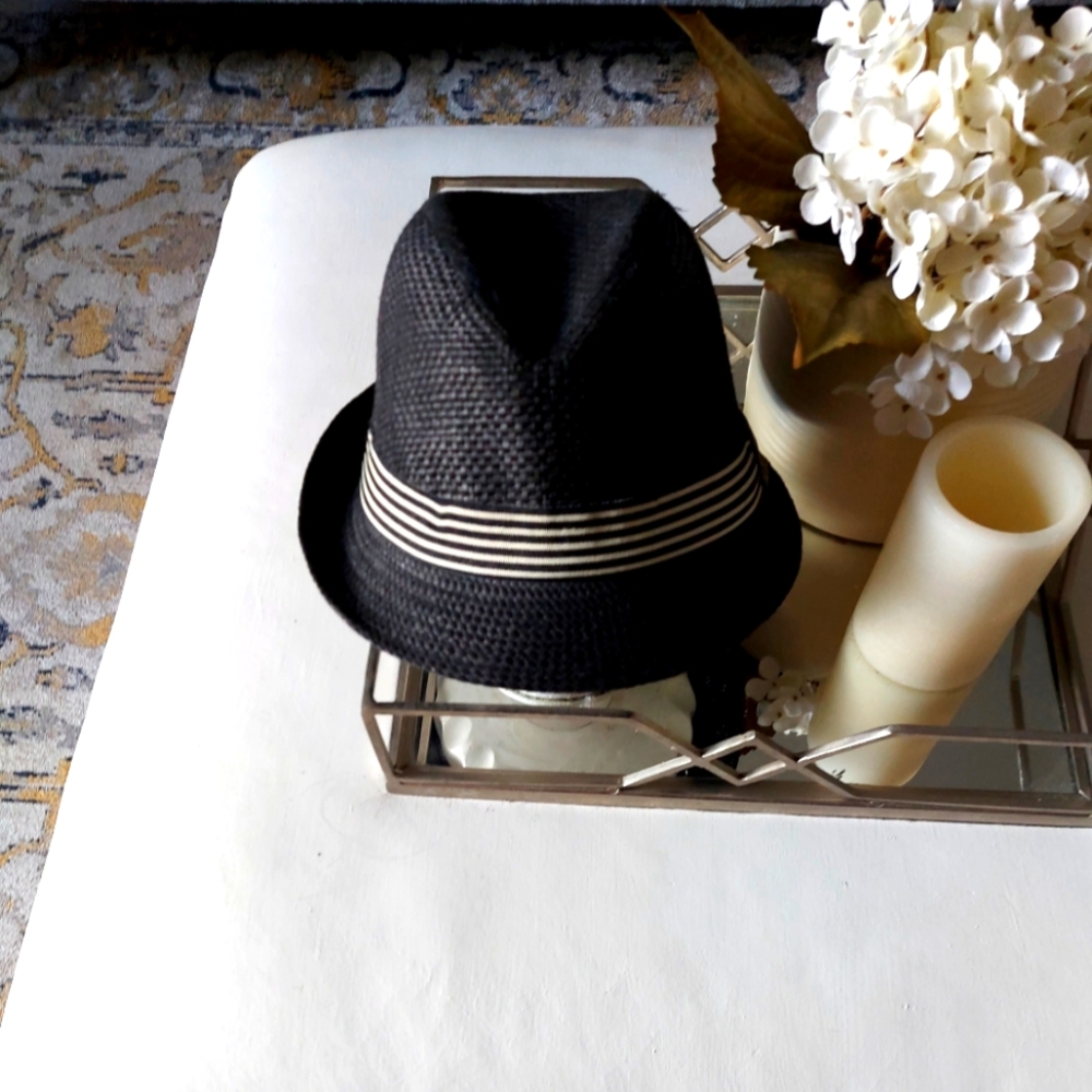 H&M Black Fedora with Striped Band
